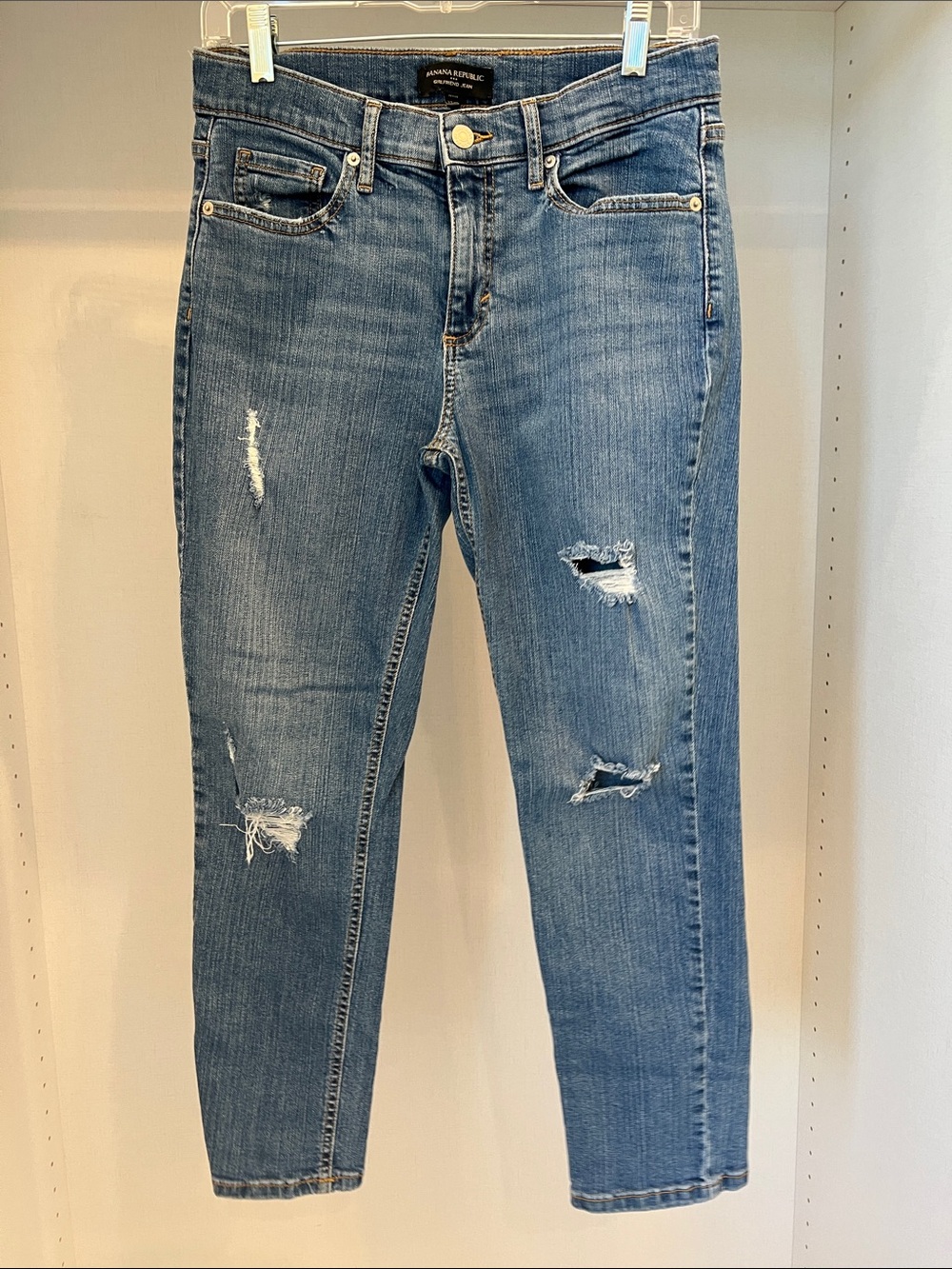 Banana Republic Medium Girlfriend Distressed Straight-Leg Jeans